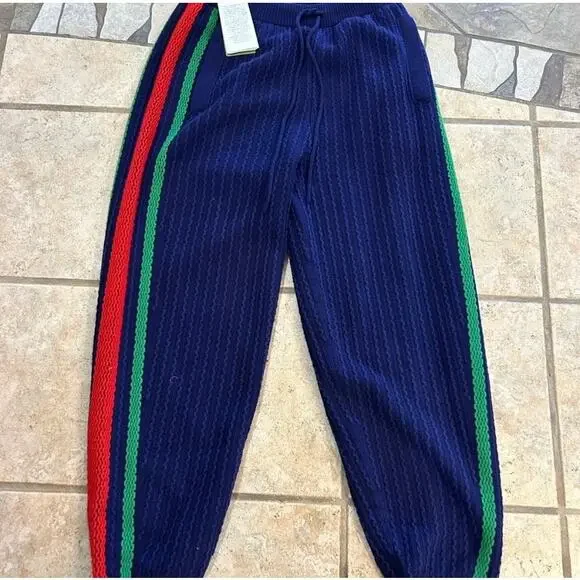 Men's Gucci web stripe 100% wool track pants size large made in Italy - Picture 2 of 10